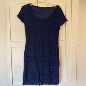 Navy blue lace overlay dress